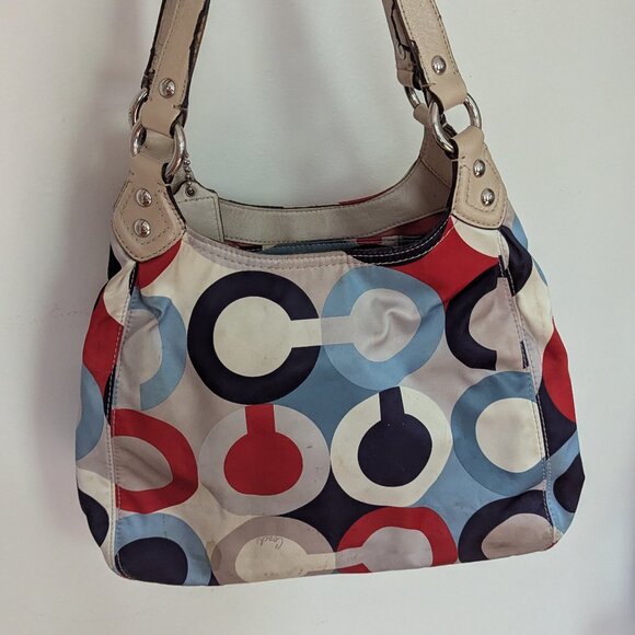 Coach Madison Scarf Print Multicolor Maggie Shoulder Bag Hobo - Picture 4 of 11